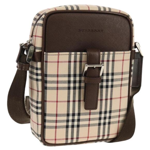 BURBERRY Handbags - BURBERRY Nova Check Shoulder Bag Canvas Beige Silver Auth am9514V